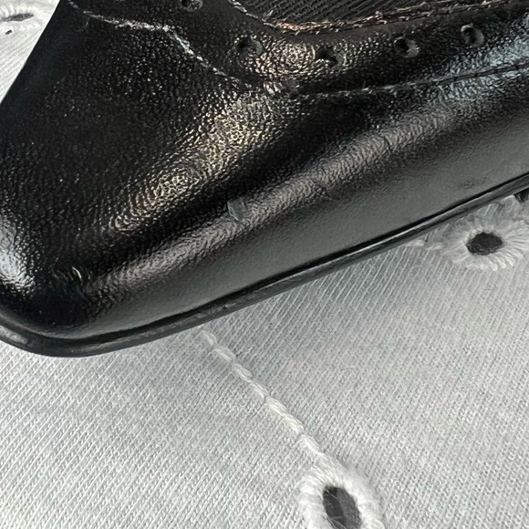 Black kitten Heel Pointy Toe unisa women Two-Tone Fabric Canvas & Leather Sz 6M - Picture 7 of 17